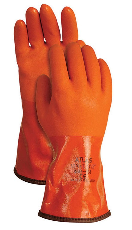 Atlas 460M-08.RT Universal Medium PVC Snow Blower Gloves, Orange