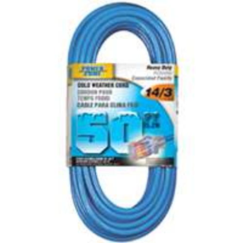 Power Zone ORCW511730 Cord 50&#039; 14/3 Glacier, 15 Amp, 125 Volt