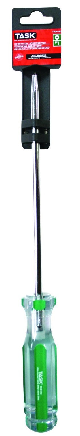 Task Tools T50443C 1 Robertson Elite Acetate Hard Grip Screwdriver, 8"