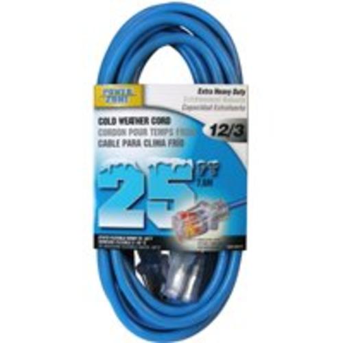 Power Zone ORCW511825 Cord 25&#039; 16/3 Extension Glacier, 15 Amp