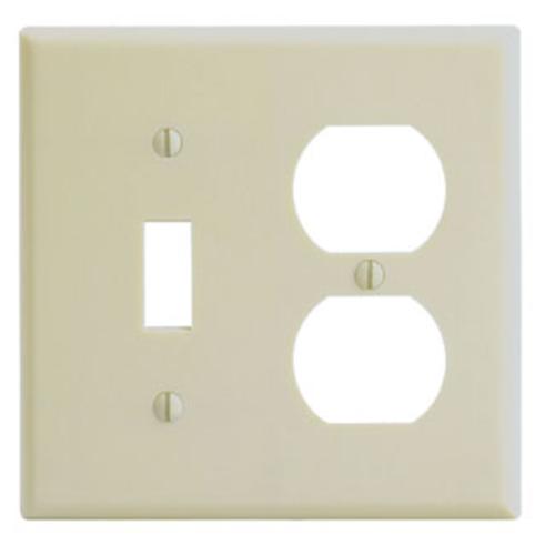 Cooper Wiring PJ826V 2-G Duplex Receptacle & Decorator Wallplate, Mid-size - 4.875" x 4.938", Ivory