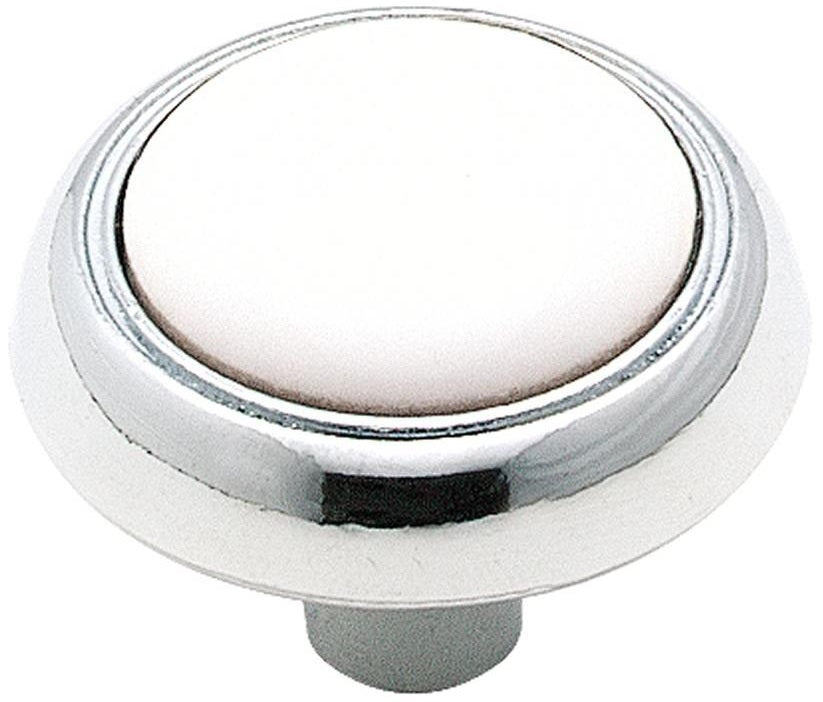 Amerock 262WCH Allison Cabinet Round Knob, 1-1/4", White/Chrome