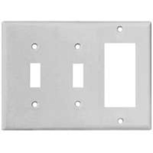 Cooper Wiring 2173W-BOX 3 Gang 2 Toggle And Decorator Plate, White