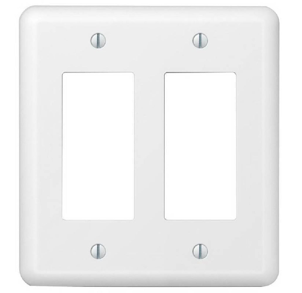 American Tack & Hardware 935RRW Devon Duplex Wall Plate, White, 2 Gang