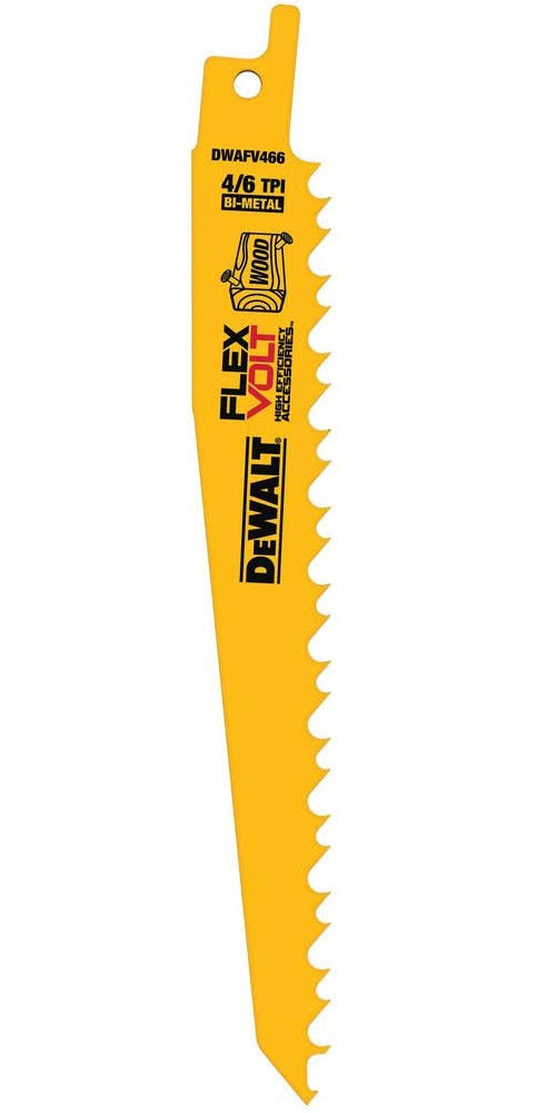 DeWalt DWAFV466 Flexvolt Reciprocating Saw Blades, 6", Yellow, 5/Pack