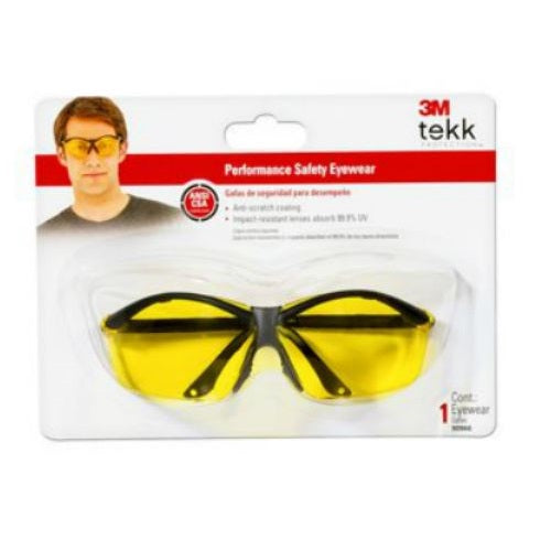 3M 90966-WV12 Tekk Protection Semi-Rimless Safety Eyewear, Yellow Anti-Scratch