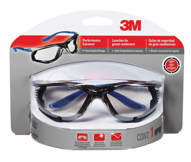 3M 47200-WZ4-NA Multi-Purpose Mirror Safety Glasses, Clear Lens, Black Frame