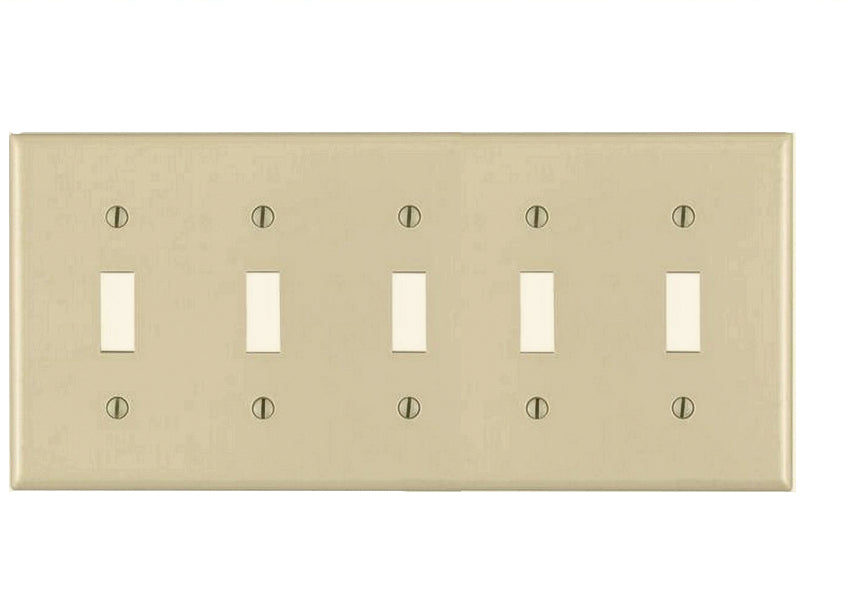 Cooper Wiring PJ5V 5 Gang Toggle Plate, Ivory