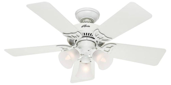 Hunter Fan 51010 Southern Breeze 5-Blade Ceiling Fan, 3-Light Fixture, White/Bleached Oak, 42"