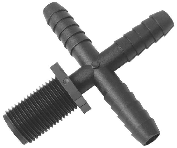 Green Leaf T 12 C P 1PK Nozzle Cross Fitting, 1/2" Barb x 11/16" Male