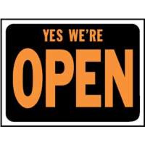 Hy-Ko 3020 Yes We&#039;re Open Sign 9"X12"