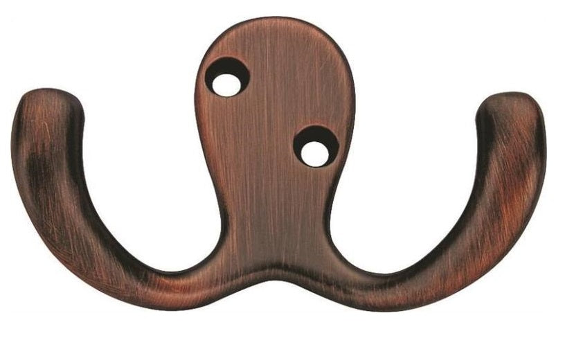 Prosource 23263VCB3L-PS Double Prong Robe Hooks, Venetian Bronze