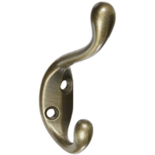 Stanley S806-638 Coat Hat Hook, Antique Brass, V8005 3-1/2